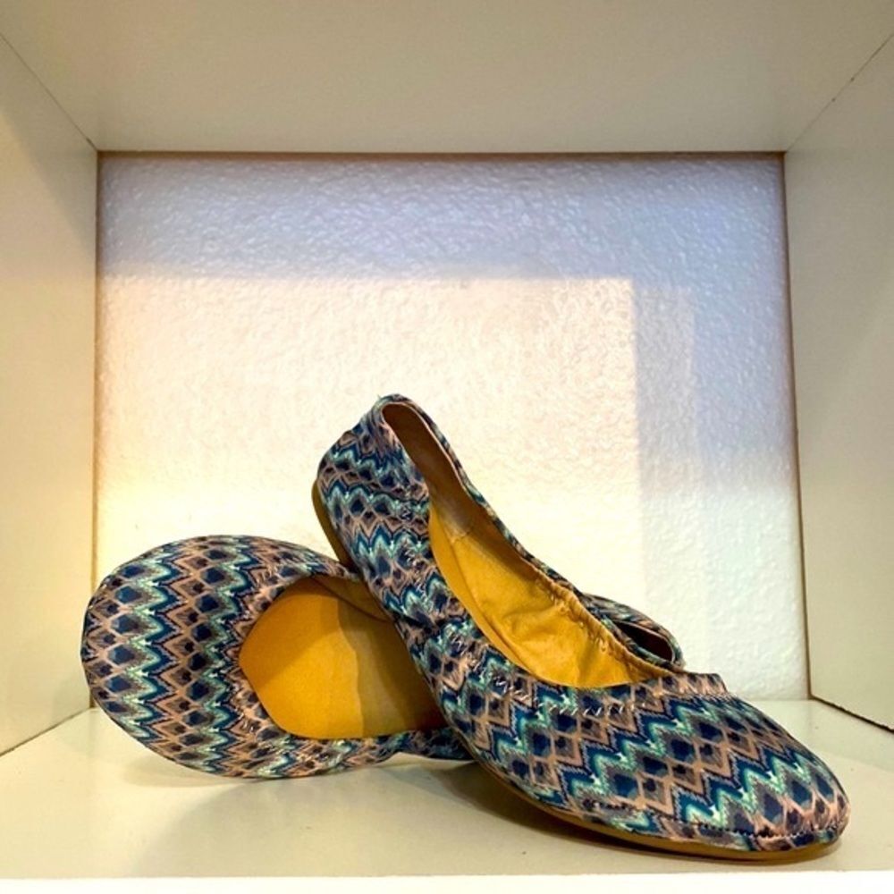 Lucky Brand Emmie Womens Boho ZigZag Ballet Flat Multicolor Round Toe Shoes
